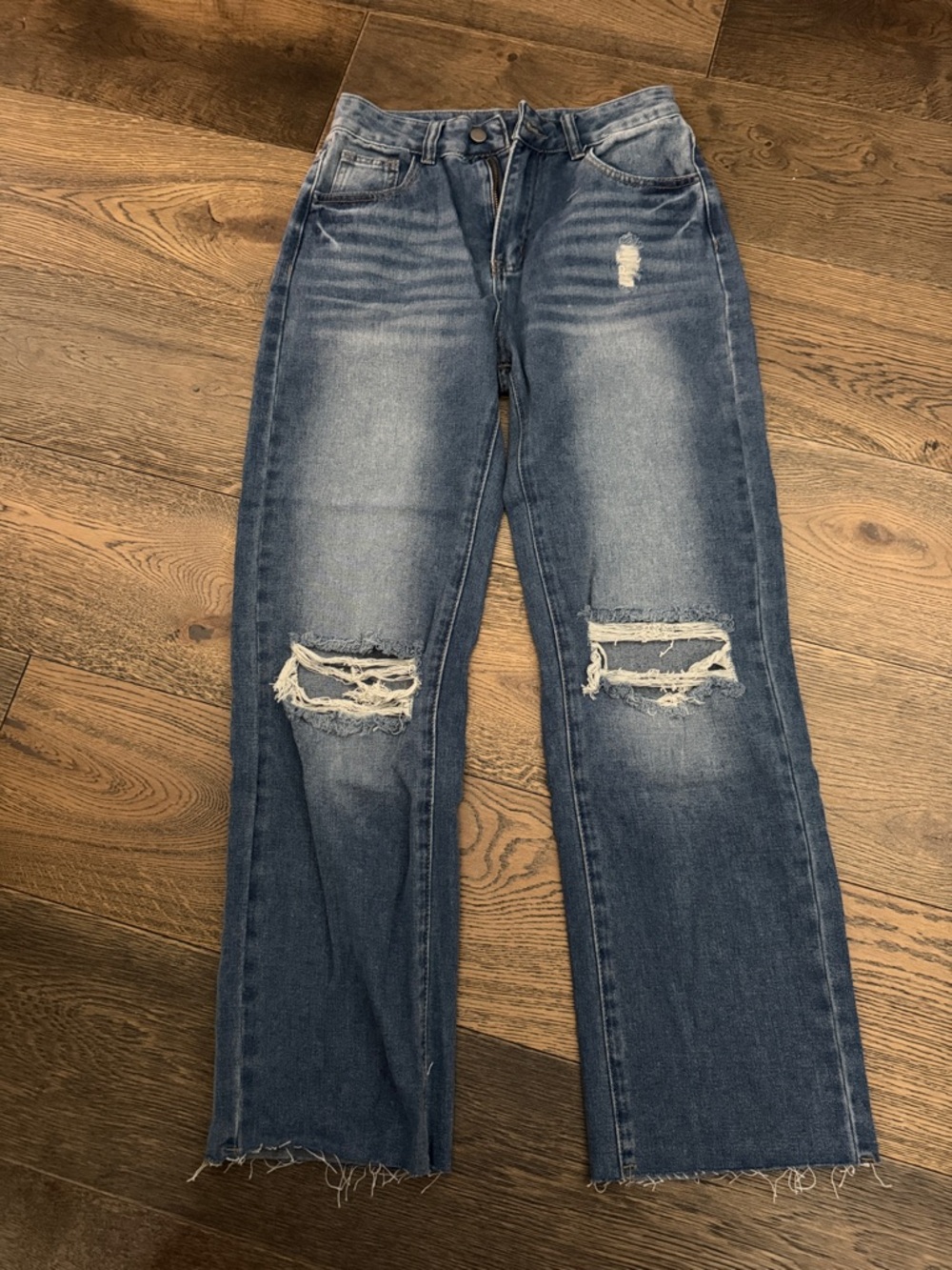 Women’s Distressed High-Rise Blue Jeans SHEIN size Petite Small